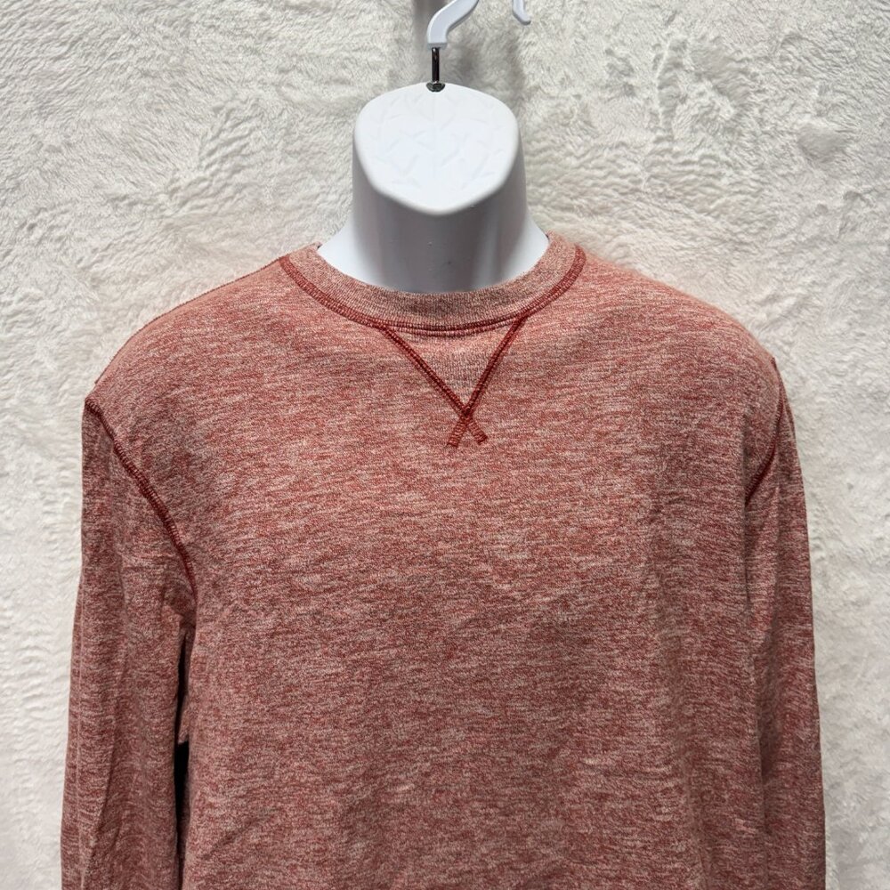 The North Face Shirt Mens Large Heather Red Knit Cotton Logo Contrast Stitching - Picture 3 of 14